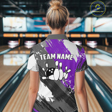 Load image into Gallery viewer, Purple Grunge pattern Bowling Team Shirt For Women Custom Bowling jersey Uniform Bowler Outfits NQS10043