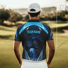 Load image into Gallery viewer, Mens golf polo shirts custom Blue Lightning reaper skull Golf team golf jersey, mens golf attire NQS10206