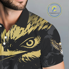 Load image into Gallery viewer, Black and Gold Eagle golf polo shirts for men custom men's golf team shirts, personalized golf gifts NQS10208