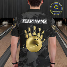 Load image into Gallery viewer, Black and Gold Eagle Bowling Polo, Quarter Zip Shirts For Men custom Bowling league outfits NQS10209