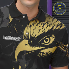 Load image into Gallery viewer, Black and Gold Eagle Bowling Polo, Quarter Zip Shirts For Men custom Bowling league outfits NQS10209