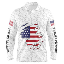 Load image into Gallery viewer, American flag Bowling camo Custom Patriot Men Bowling Polo, 1/4 Quarter zip shirts Team Bowling jersey NQS8168