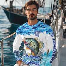 Load image into Gallery viewer, Crappie fishing Blue ocean camo Custom UV protection fishing long sleeve shirt, Crappie Fishing jersey NQS8172