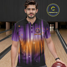 Load image into Gallery viewer, Custom Orange and Purple Flame Skull Halloween Bowling Shirts for Men, Halloween Bowling Team Jersey NQS10358