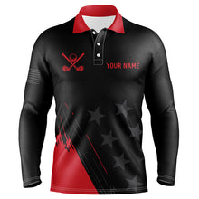 Load image into Gallery viewer, Red and Black stars Men golf polo shirts custom mens golf tops, unique golf gifts NQS8391