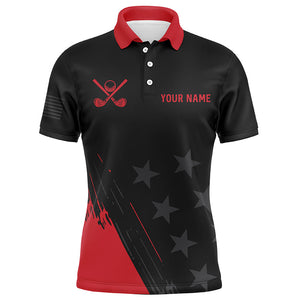 Red and Black stars Men golf polo shirts custom mens golf tops, unique golf gifts NQS8391