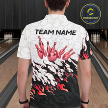 Load image into Gallery viewer, Black and White Camo Bowling Shirts For Men Custom Bowling Team League Jerseys | Red NQS10563