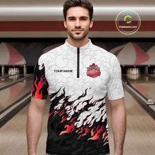 Load image into Gallery viewer, Black and White Camo Bowling Shirts For Men Custom Bowling Team League Jerseys | Red NQS10563