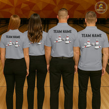 Load image into Gallery viewer, Black and Gray Retro Bowling Polo, Quarter Zip Shirts For Men Custom Vintage Bowling Team Jerseys NQS11156