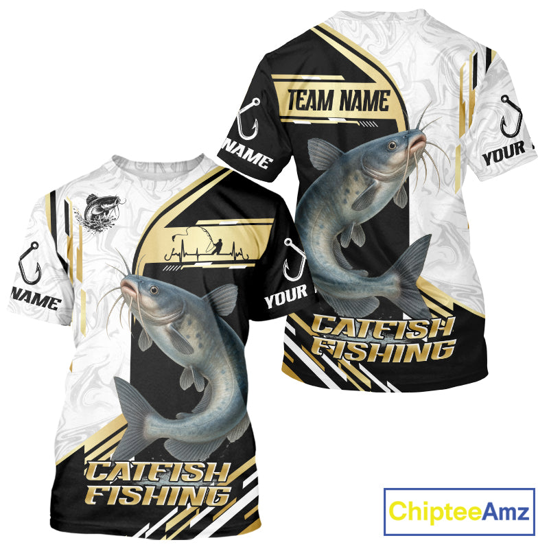 Personalized Catfish fishing shirts Custom sun protection Catfish fishing team jerseys | Gold NQS11160
