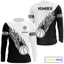 Load image into Gallery viewer, Black and White Flame Basketball shirts custom name and number Basketball team jerseys NQS11364