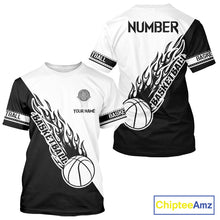 Load image into Gallery viewer, Black and White Flame Basketball shirts custom name and number Basketball team jerseys NQS11364