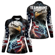 Load image into Gallery viewer, Personalized Eagle American flag Golf Polo Team Shirts For Women Custom Patriotic Ladies Golf attire NQS9620