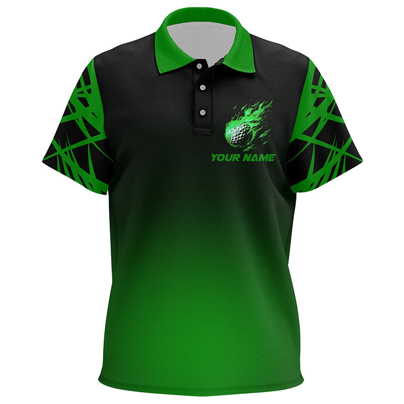 Black and green gradient golf fire custom Kid golf polos shirt, team golf tops for Kid NQS7581