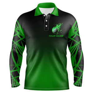 Black and green gradient golf fire custom Mens golf polo shirts, team golf tops for men NQS7581