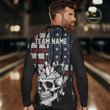 Load image into Gallery viewer, Vintage American Flag retro skull bowling shirts for Men Custom patriotic Bowling Team Outfit NQS10048
