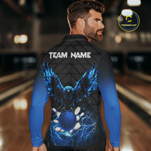 Load image into Gallery viewer, Mens bowling shirts Custom blue lightning thunder Eagle Bowling Team Jersey, gift for team Bowlers NQS10049