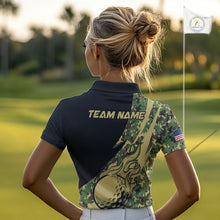 Load image into Gallery viewer, Women Golf polo shirt flame golf ball Custom green camo ladies Golf attire, personalized golf gifts NQS10052