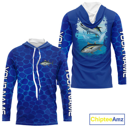 Blue Sea Camo Tuna fishing shirts custom name saltwater Tuna fishing sun protection fishing apparel NQS10054