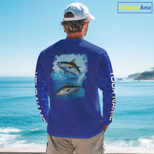 Load image into Gallery viewer, Blue Sea Camo Tuna fishing shirts custom name saltwater Tuna fishing sun protection fishing apparel NQS10054