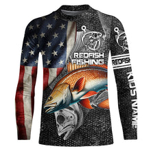 Load image into Gallery viewer, Redfish fishing American flag patriotic Long Sleeve UV protection Custom fishing shirts NQS1086