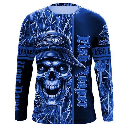 Fish reaper fishing blue camo UV protection custom fishing shirts, fishing shirts NQS2444