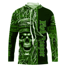 Load image into Gallery viewer, Fish reaper fishing green camo UV protection custom fishing shirts NQS2445