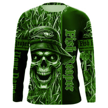 Load image into Gallery viewer, Fish reaper fishing green camo UV protection custom fishing shirts NQS2445