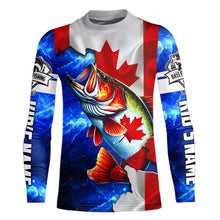 Load image into Gallery viewer, Bass Fishing Canadian Flag patriotic UV protection Custom name long sleeves shirt NQS9309