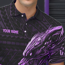 Load image into Gallery viewer, Black and Purple Dragon Tribal Bowling Polo, 1/4 Zip Shirts For Men Custom Retro Bowling Team Jerseys NQS9630