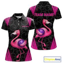 Load image into Gallery viewer, Funny Pink Flamingo Black Bowling Camo Bowling Shirts for Women Custom Flamingo Team bowling outfit NQS11716