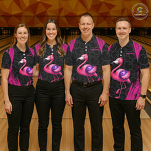 Load image into Gallery viewer, Funny Pink Flamingo Black Bowling Camo Bowling Shirts for Women Custom Flamingo Team bowling outfit NQS11716