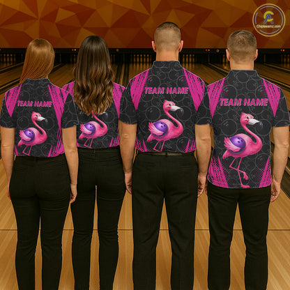 Funny Pink Flamingo Black Bowling Camo Bowling Shirts for Men Custom Flamingo Team bowling outfit NQS11716