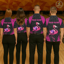 Load image into Gallery viewer, Funny Pink Flamingo Black Bowling Camo Bowling Shirts for Women Custom Flamingo Team bowling outfit NQS11716