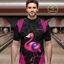 Load image into Gallery viewer, Funny Pink Flamingo Black Bowling Camo Bowling Shirts for Men Custom Flamingo Team bowling outfit NQS11716