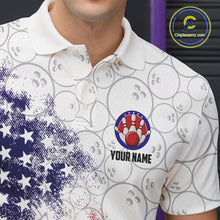 Load image into Gallery viewer, Retro American Flag white camo Eagle Bowling Shirt for Men Custom Patriotic Bowling Team Jersey NQS9819