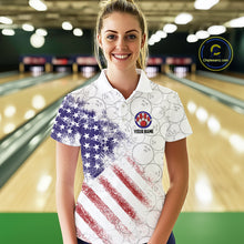 Load image into Gallery viewer, Retro American Flag white camo Eagle Bowling Shirt for Women Custom Patriotic Bowling Team Jersey NQS9819