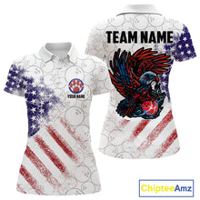 Load image into Gallery viewer, Retro American Flag white camo Eagle Bowling Shirt for Women Custom Patriotic Bowling Team Jersey NQS9819