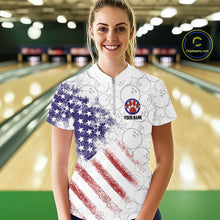 Load image into Gallery viewer, Retro American Flag white camo Eagle Bowling Shirt for Women Custom Patriotic Bowling Team Jersey NQS9819