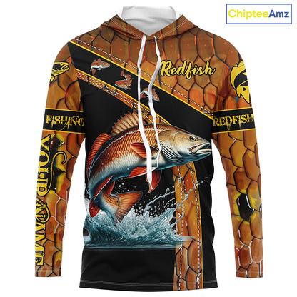 Redfish fishing scales UV protection Custom long sleeve fishing shirts, red drum fishing jerseys NQS5394