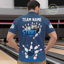 Load image into Gallery viewer, Strike Bowling Polo, Quarter-Zip Shirts For Men Custom Bowling Team Jerseys Bowlers Outfit | Blue NQS9926