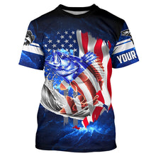 Load image into Gallery viewer, Walleye Fishing 3D American Flag patriotic Customize name All over print shirts NQS414
