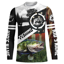 Load image into Gallery viewer, Largemouth Bass Fishing American flag patriot customize performance long sleeve fishing shirt NQS1909