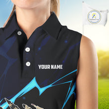 Load image into Gallery viewer, Vintage American Flag blue lightning Women Sleeveless polos Custom patriotic Golf outfit For ladies NQS10059
