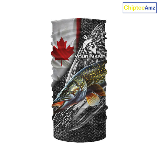 Canadian Flag Northern Pike Fishing Custom long sleeve performance Fishing Shirt, pike Fishing jerseys NQS3538