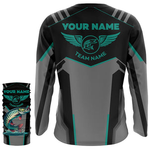 Personalized Black Musky Fishing jerseys, Team Muskie Fishing Long Sleeve tournament shirt| Green NQS6287