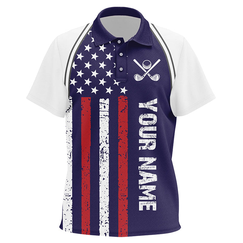 Red, White and Blue American Flag Kid golf polo shirt custom patriotic golf attire for kid NQS8405