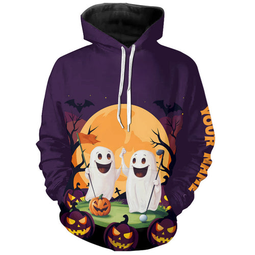 Boo Halloween Pumpkin Golf Pattern Purple Golf Hoodies Custom Funny Golf Hoodie For Men Women NQS8619