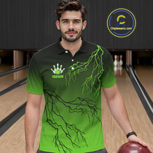 Load image into Gallery viewer, Black and Green gradient storm Lightning thunder Bowling shirts for Men Custom Bowling Team Jerseys NQS11171