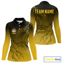 Load image into Gallery viewer, Black and Yellow gradient storm Lightning thunder Bowling shirts for Women Custom Bowling Team Jerseys NQS11172